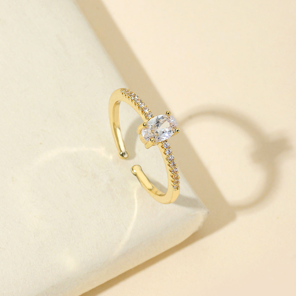 Double Layer Zircon Female Simple Ring Opening