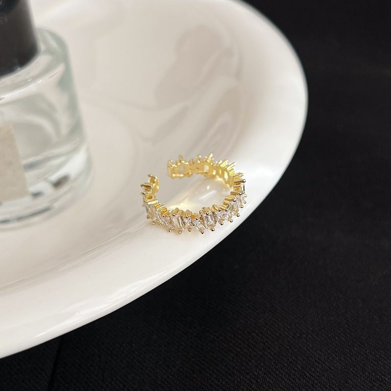 Double Layer Zircon Female Simple Ring Opening