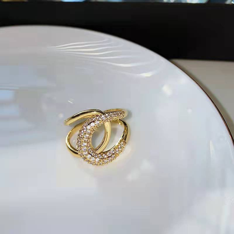 Double Layer Zircon Female Simple Ring Opening