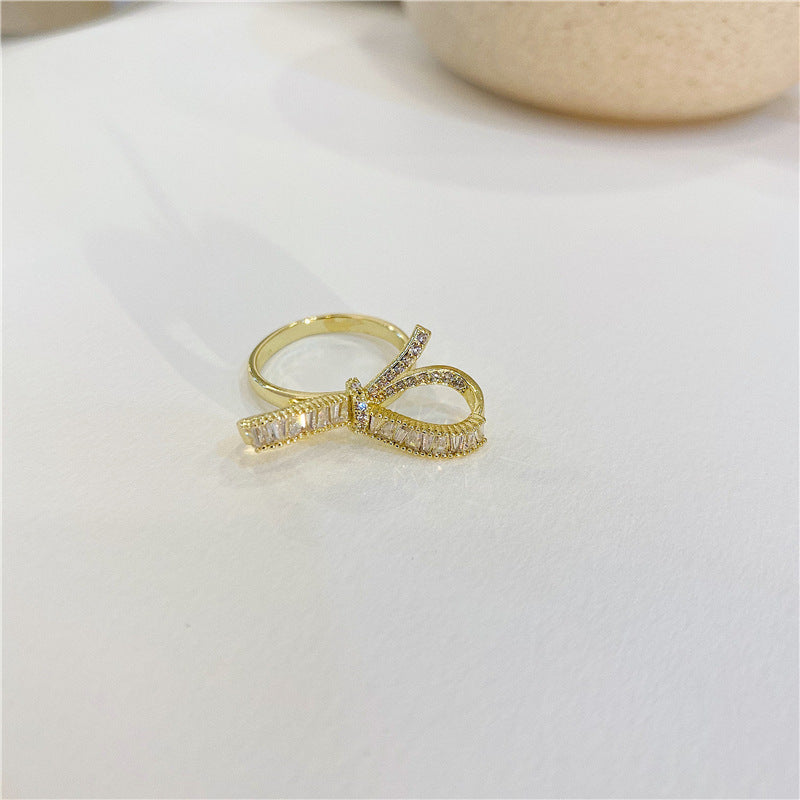 Double Layer Zircon Female Simple Ring Opening