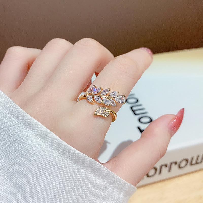 Double Layer Zircon Female Simple Ring Opening