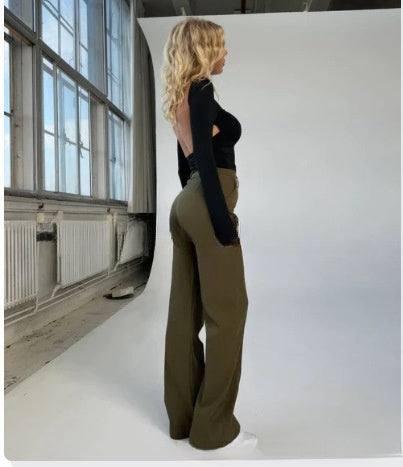 Women's Casual Design Stitching Straight Slim-fit Pants