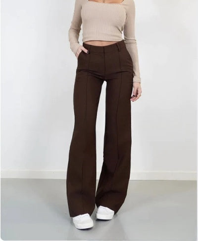 Women's Casual Design Stitching Straight Slim-fit Pants