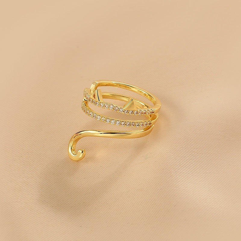 Double Layer Zircon Female Simple Ring Opening